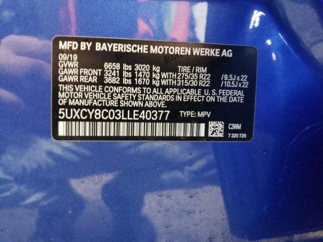 2020 BMW X6 M50I VIN: 5UXCY8C03LLE40377 Lot: 51459464