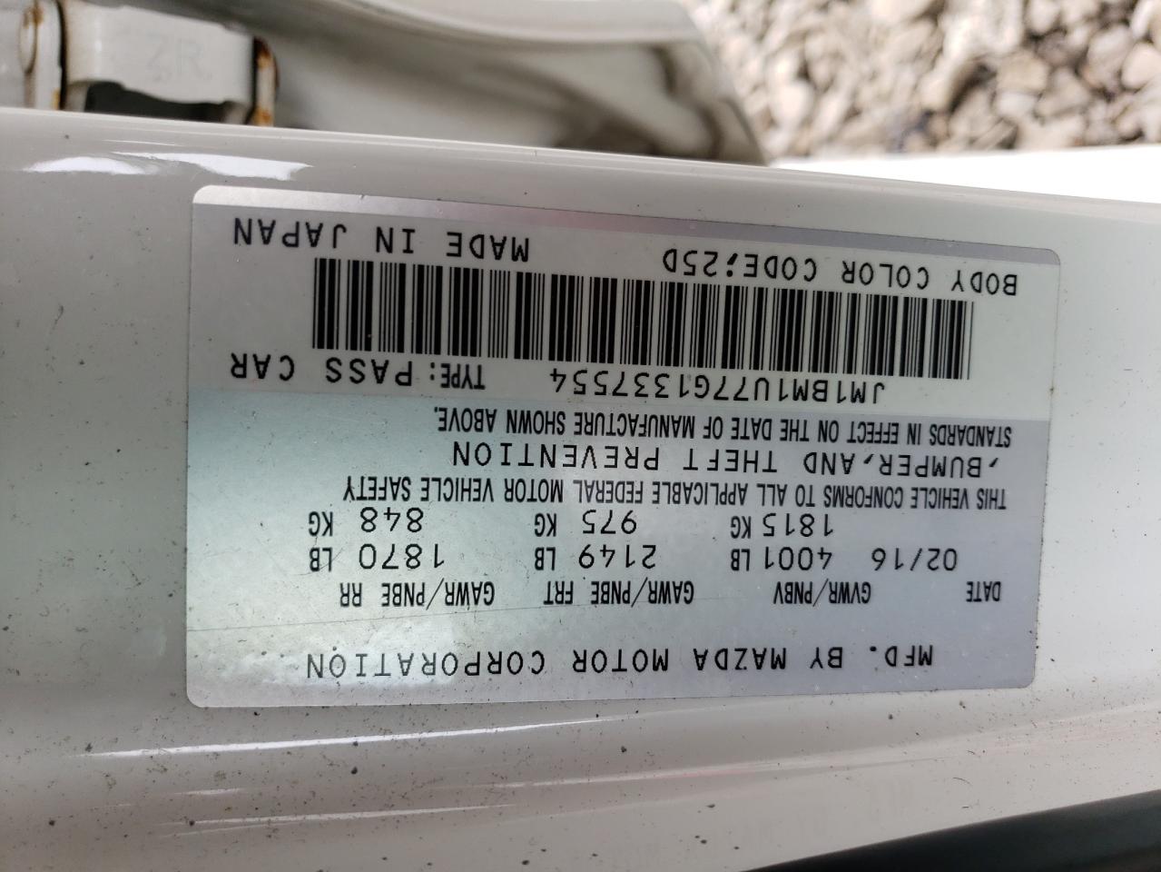 JM1BM1U77G1337554 2016 Mazda 3 Sport