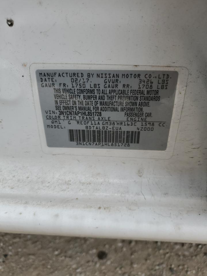 3N1CN7AP1HL851728 NISSAN VERSA 2017