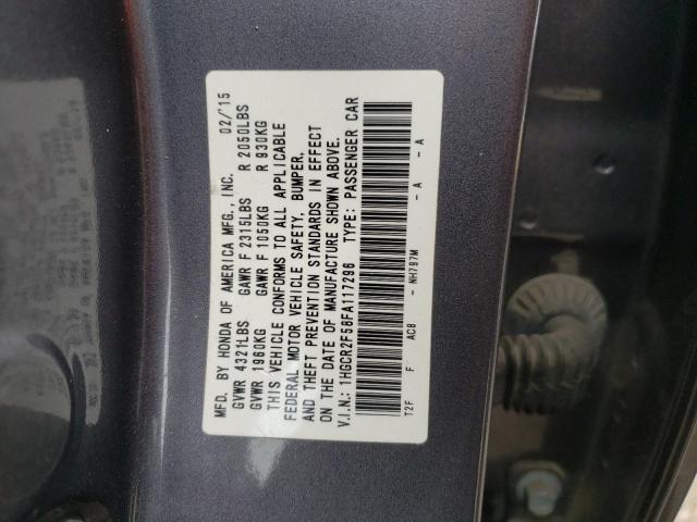 2015 Honda Accord Sport VIN: 1HGCR2F58FA117296 Lot: 51370044