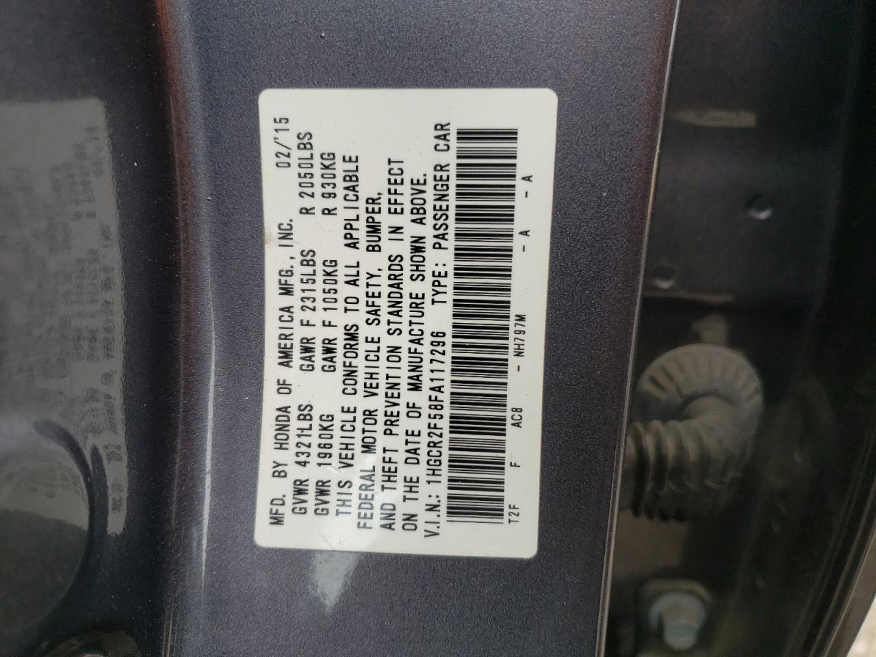 1HGCR2F58FA117296 2015 Honda Accord Sport