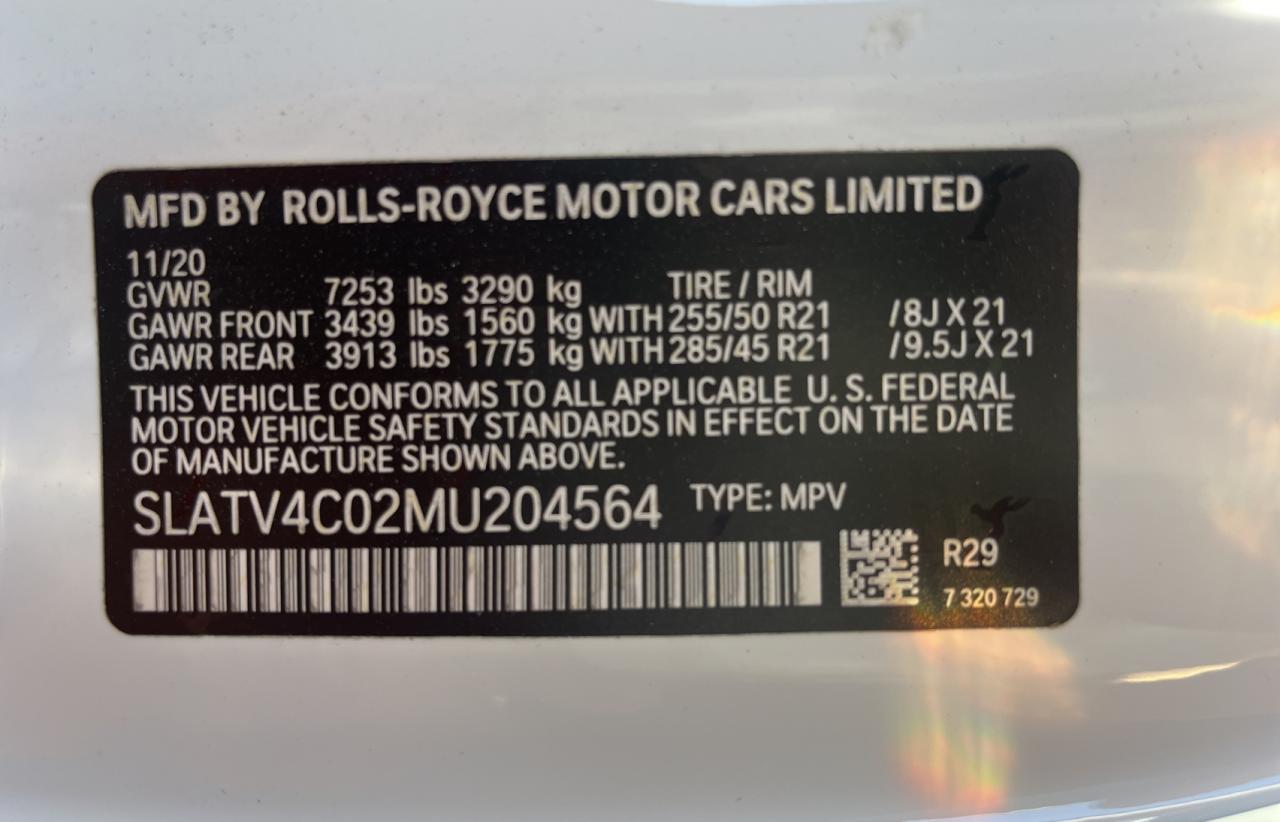 SLATV4C02MU204564 2021 Rolls-Royce Cullinan