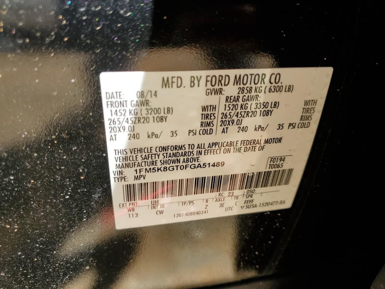 1FM5K8GT0FGA51489 2015 Ford Explorer Sport