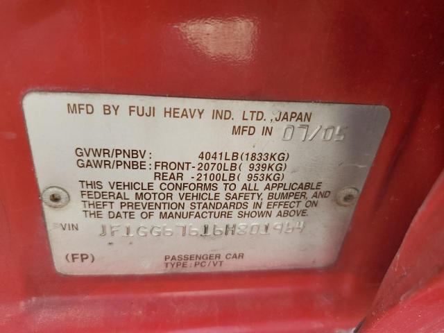 2006 Subaru Impreza 2.5I Sports Wagon VIN: JF1GG67616H801964 Lot: 52142964