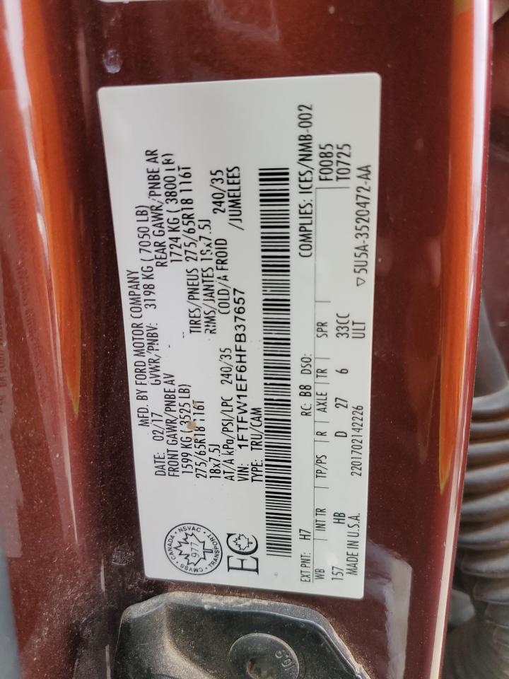 1FTFW1EF6HFB37657 FORD F-150 2017