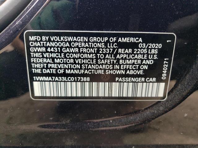 1VWMA7A33LC017388 2020 Volkswagen Passat R-Line