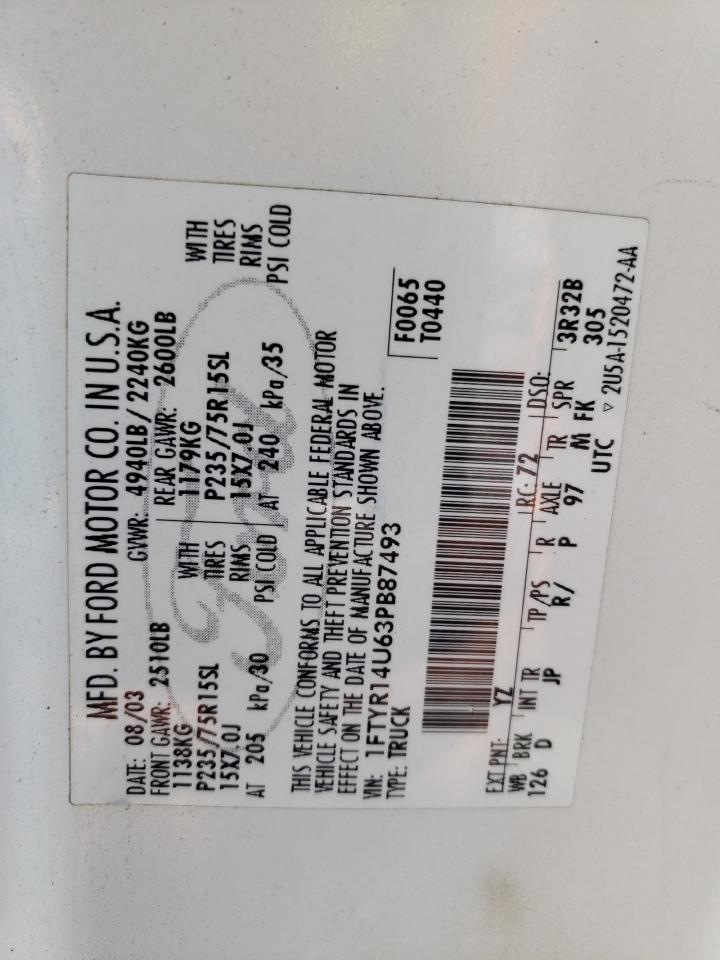 1FTYR14U63PB87493 2003 Ford Ranger Super Cab