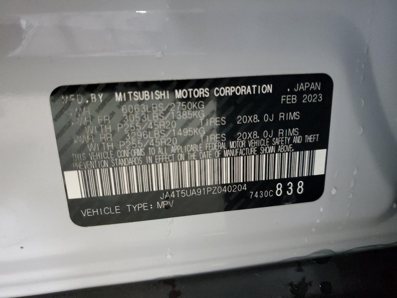 2023 Mitsubishi Outlander Se vin: JA4T5UA91PZ040204