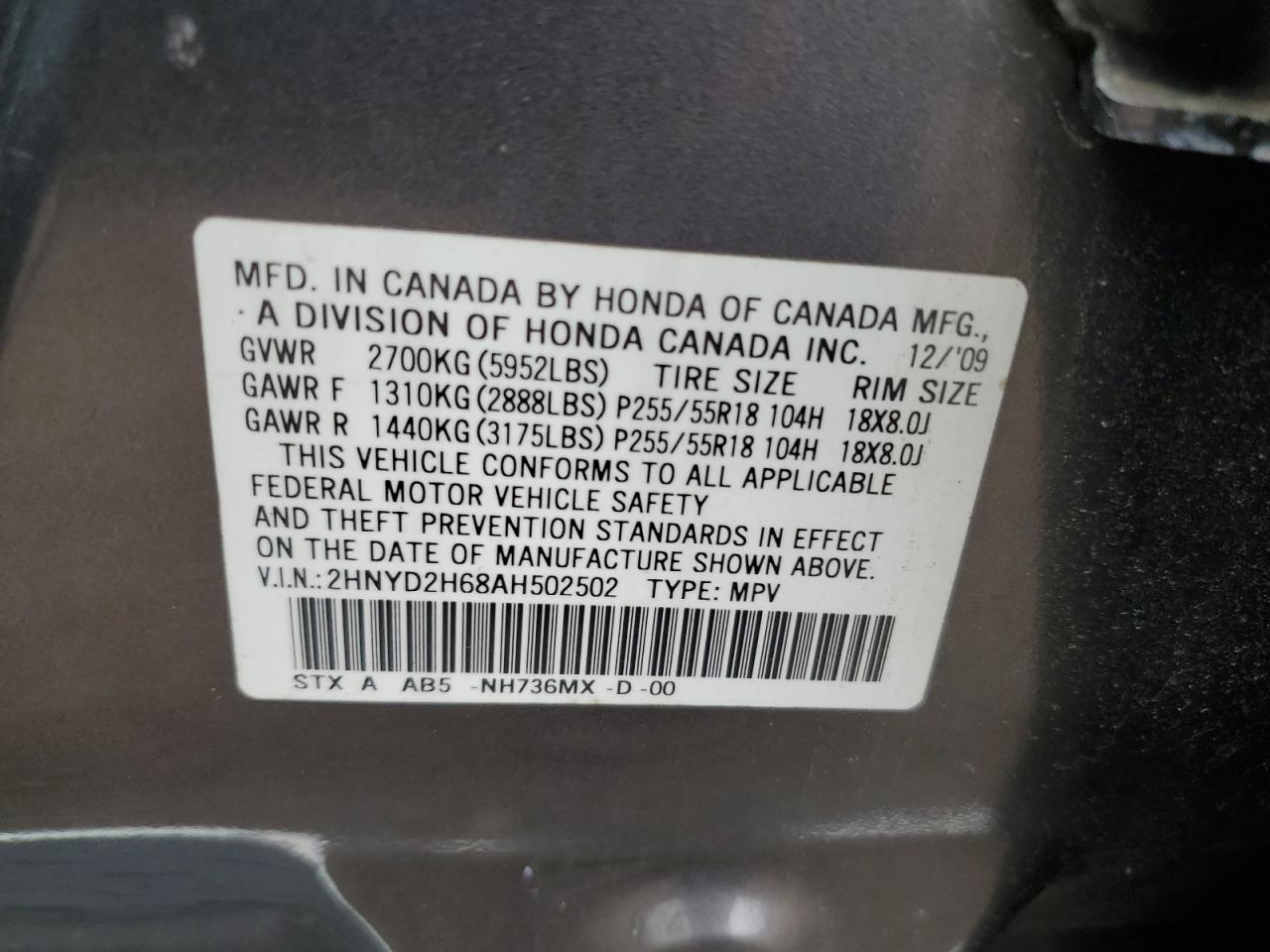 2HNYD2H68AH502502 2010 Acura Mdx Technology