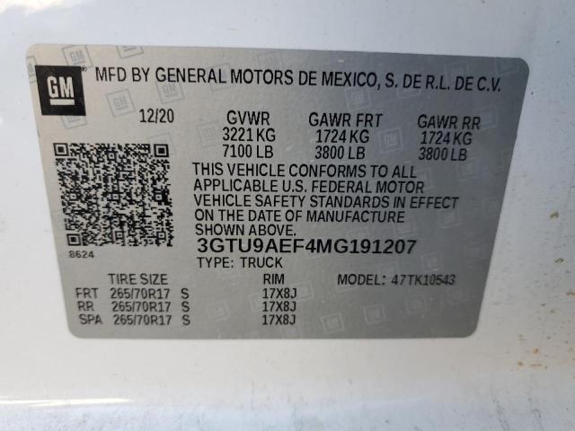 2021 GMC SIERRA K15 - 3GTU9AEF4MG191207