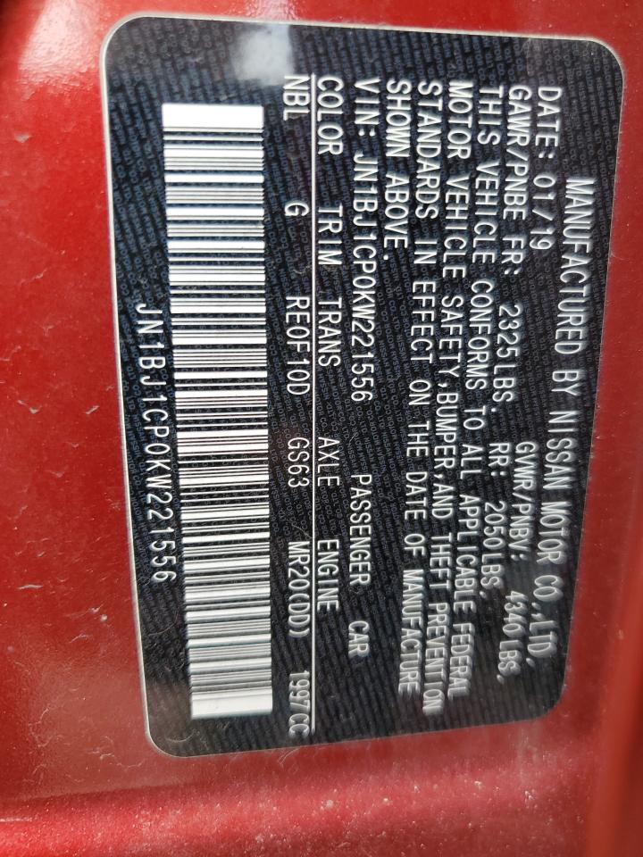 JN1BJ1CP0KW221556 2019 Nissan Rogue Sport S