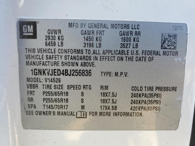 2011 Chevrolet Traverse Lt VIN: 1GNKVJED4BJ256836 Lot: 50309774