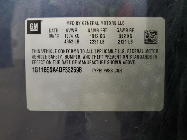2013 Chevrolet Malibu Ls VIN: 1G11B5SA4DF332598 Lot: 51783394