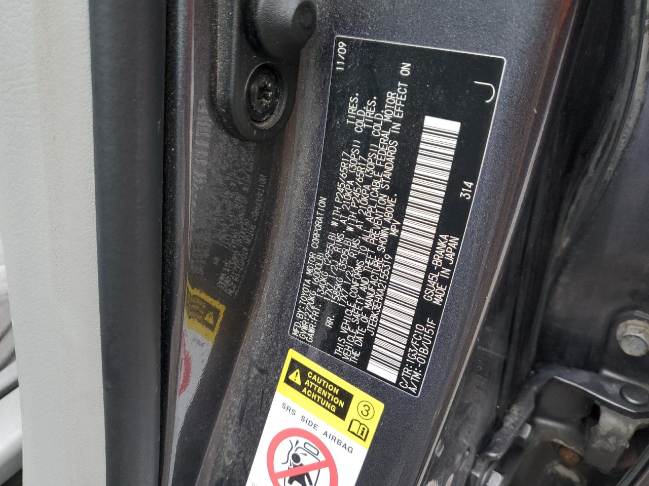 JTEBK3EHXA2155319 2010 Toyota Highlander