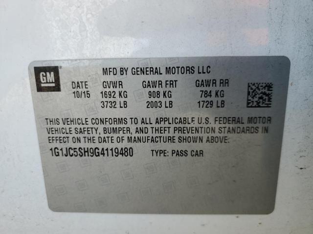 2016 Chevrolet Sonic Lt VIN: 1G1JC5SH9G4119480 Lot: 52166774