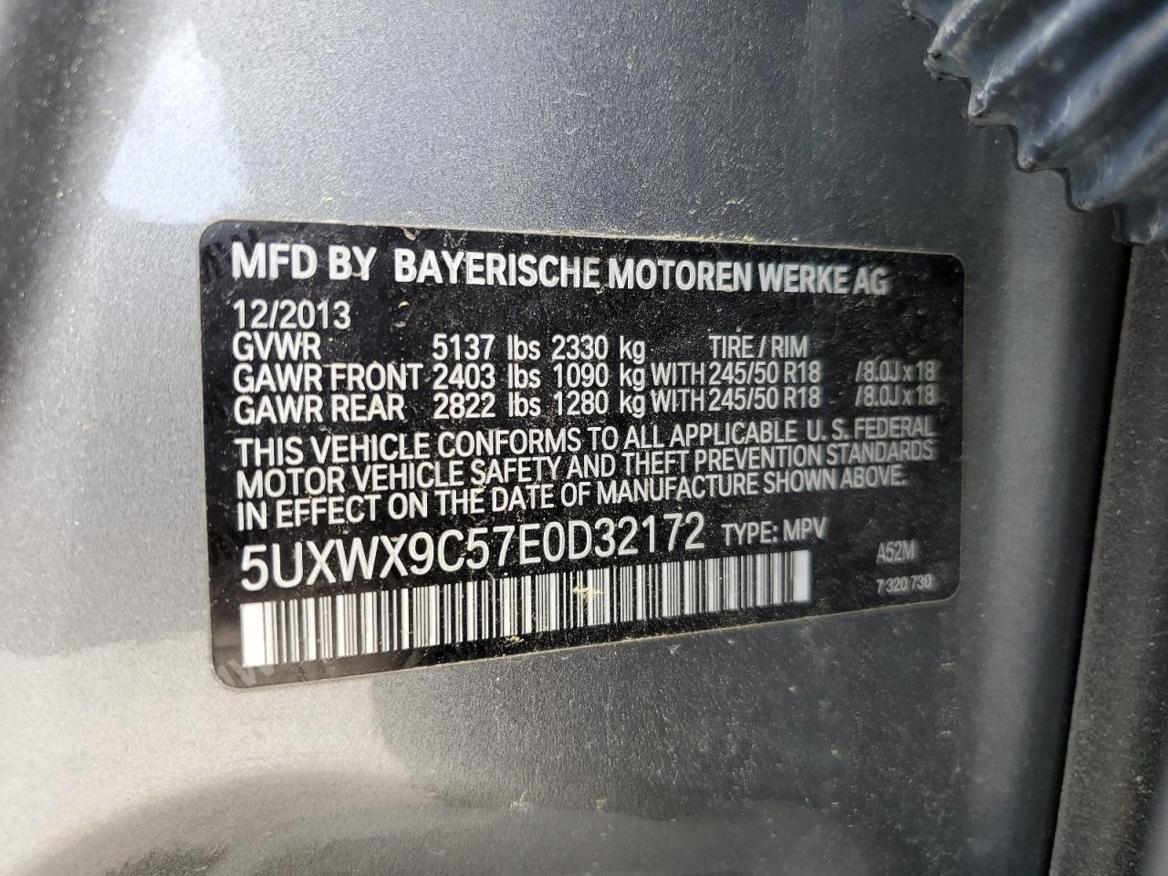 5UXWX9C57E0D32172 2014 BMW X3 xDrive28I