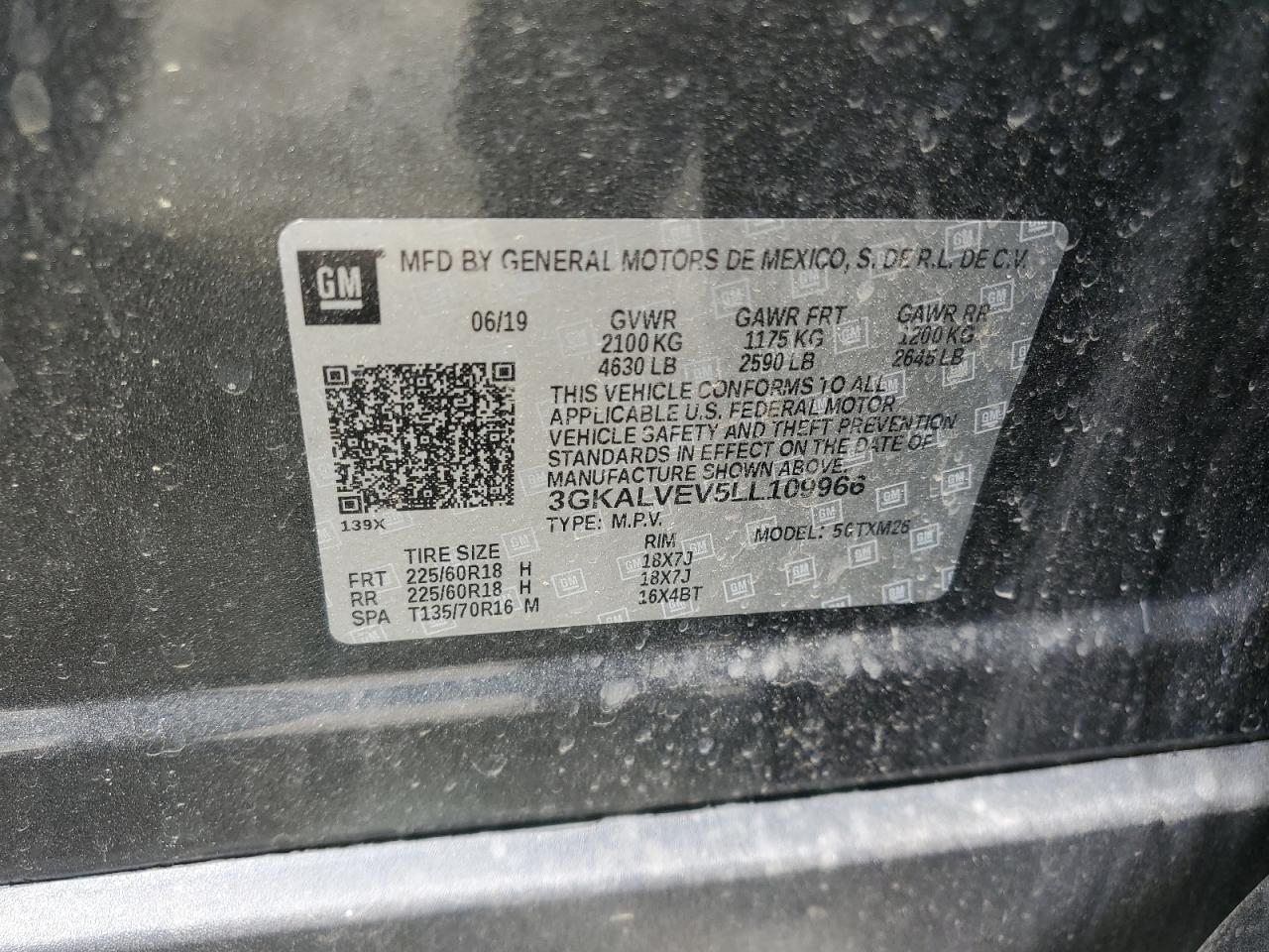 3GKALVEV5LL109966 2020 GMC Terrain Slt