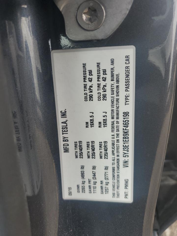 5YJ3E1EB9KF465198 2019 Tesla Model 3