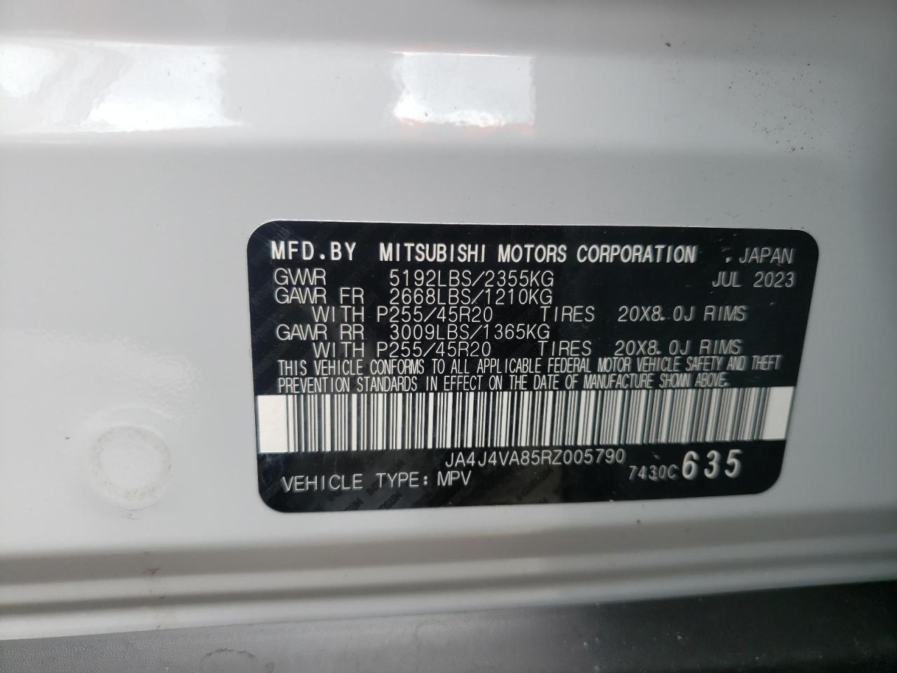 JA4J4VA85RZ005790 2024 Mitsubishi Outlander Se