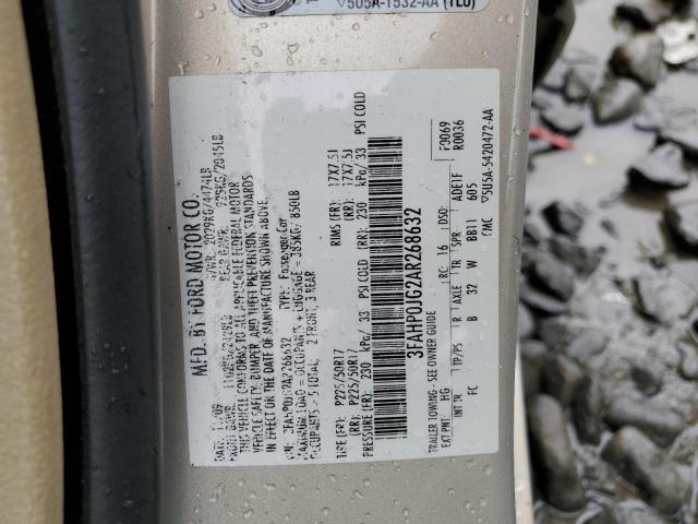 2010 Ford Fusion Sel VIN: 3FAHP0JG2AR268632 Lot: 51171834