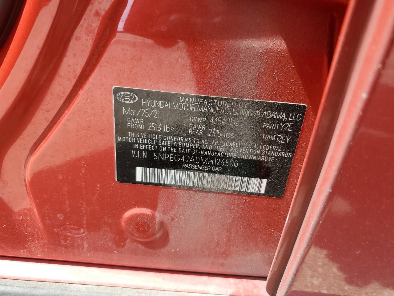 5NPEG4JA0MH126500 2021 Hyundai Sonata Se