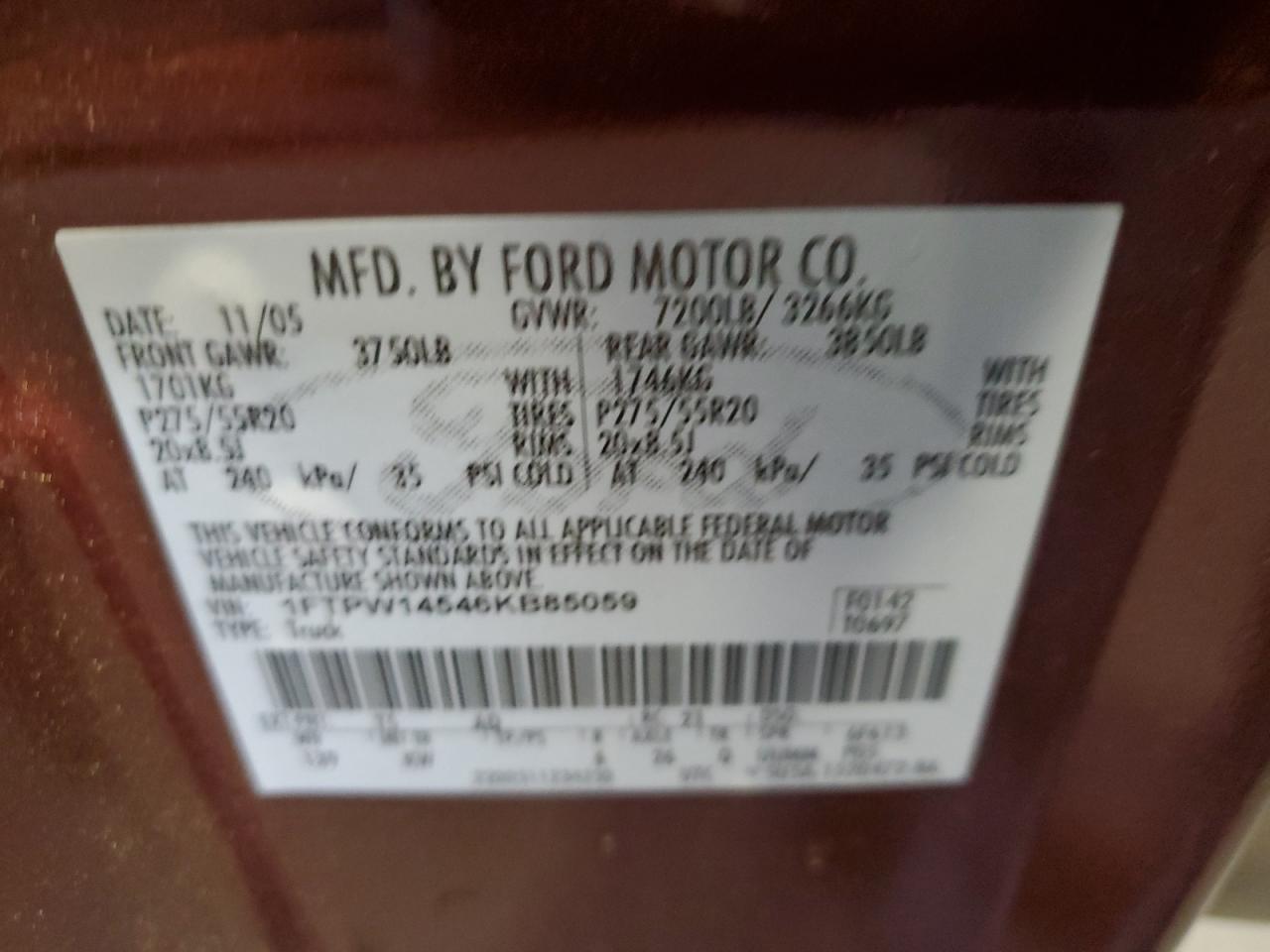 1FTPW14546KB85059 2006 Ford F150 Supercrew