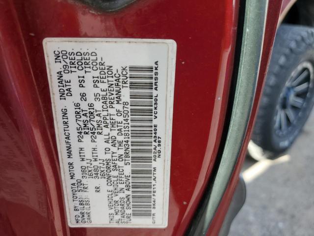 2001 Toyota Tundra Access Cab Sr5 VIN: 5TBRN34181S145078 Lot: 51047224