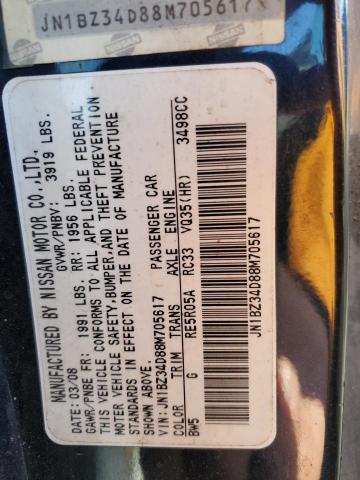 2008 Nissan 350Z Coupe VIN: JN1BZ34D88M705617 Lot: 50204364