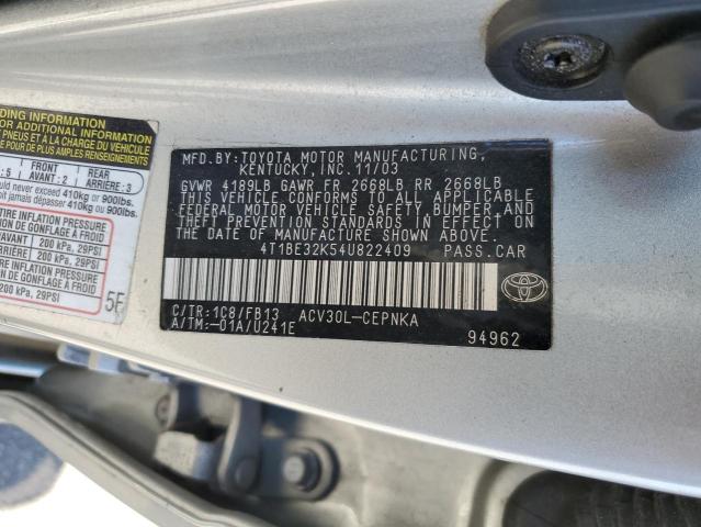 2004 Toyota Camry Le VIN: 4T1BE32K54U822409 Lot: 49875534