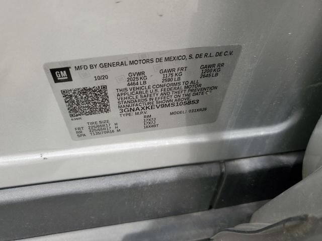 2021 Chevrolet Equinox Lt VIN: 3GNAXKEV9MS105853 Lot: 51352974