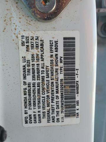 2019 Honda Cr-V Exl VIN: 7FARW2H89KE029226 Lot: 50555314