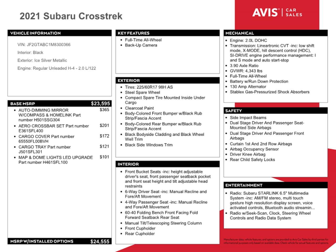 JF2GTABC1M8300366 2021 Subaru Crosstrek