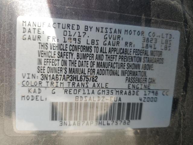 3N1AB7AP3HL675782 | 2017 Nissan sentra s