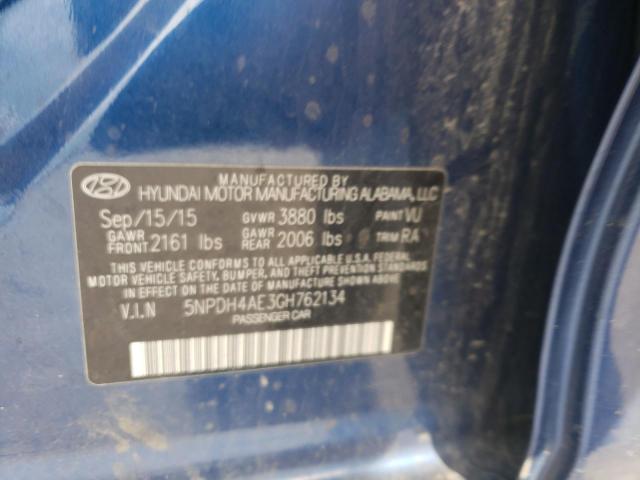 2016 Hyundai Elantra Se VIN: 5NPDH4AE3GH762134 Lot: 53030894