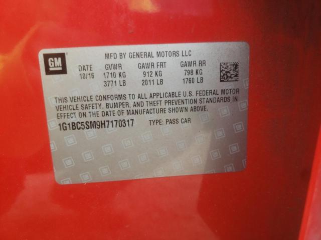 2017 Chevrolet Cruze Ls VIN: 1G1BC5SM9H7170317 Lot: 48886344