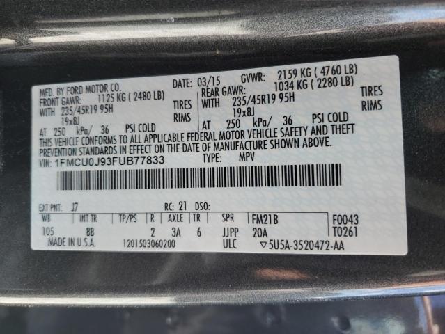 2015 Ford Escape Titanium VIN: 1FMCU0J93FUB77833 Lot: 51812114