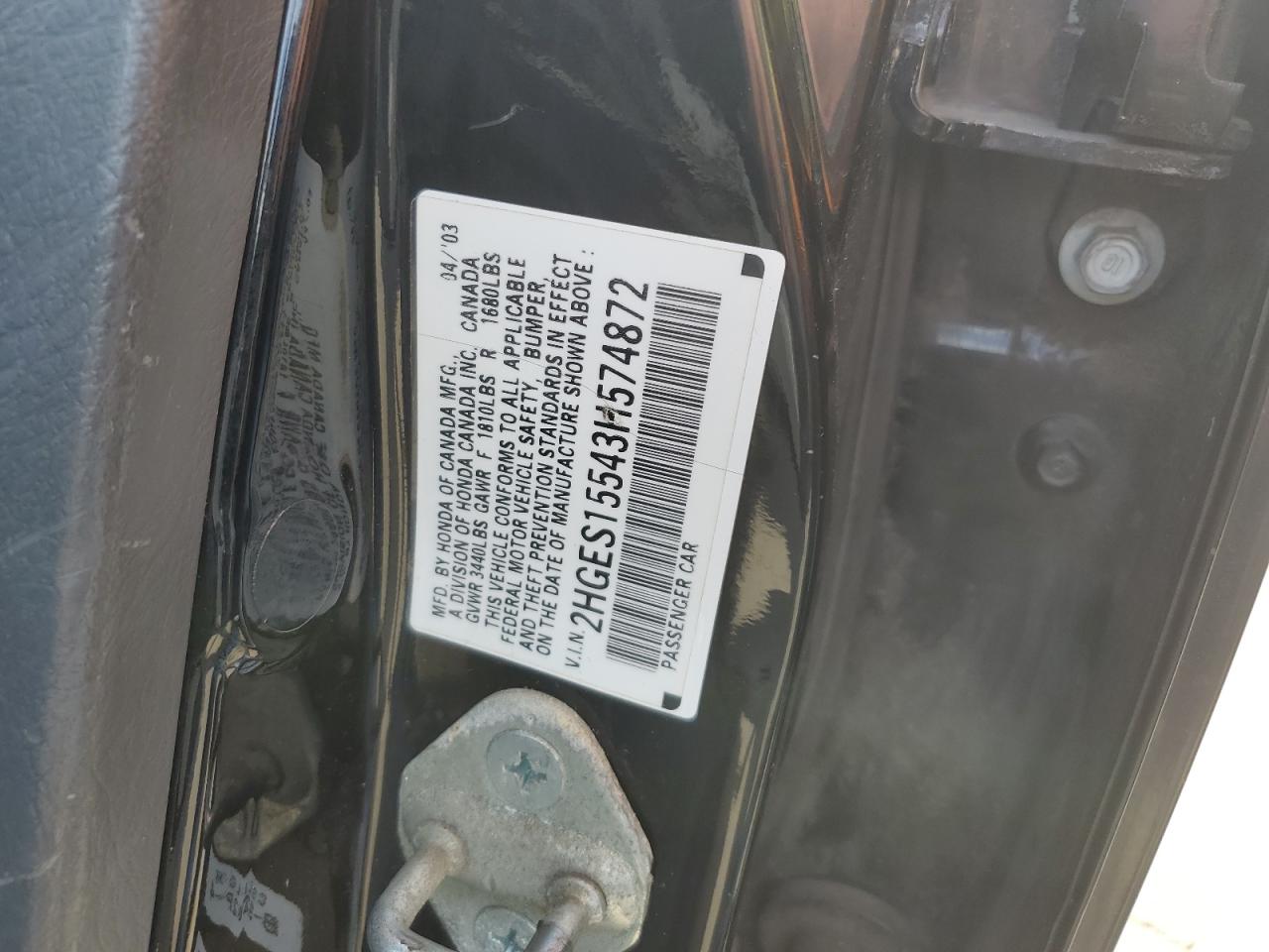 2HGES15543H574872 2003 Honda Civic Lx