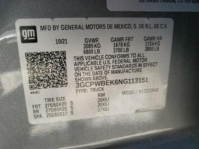 3GCPWBEK6NG113151 Chevrolet All Models SILVERADO 12