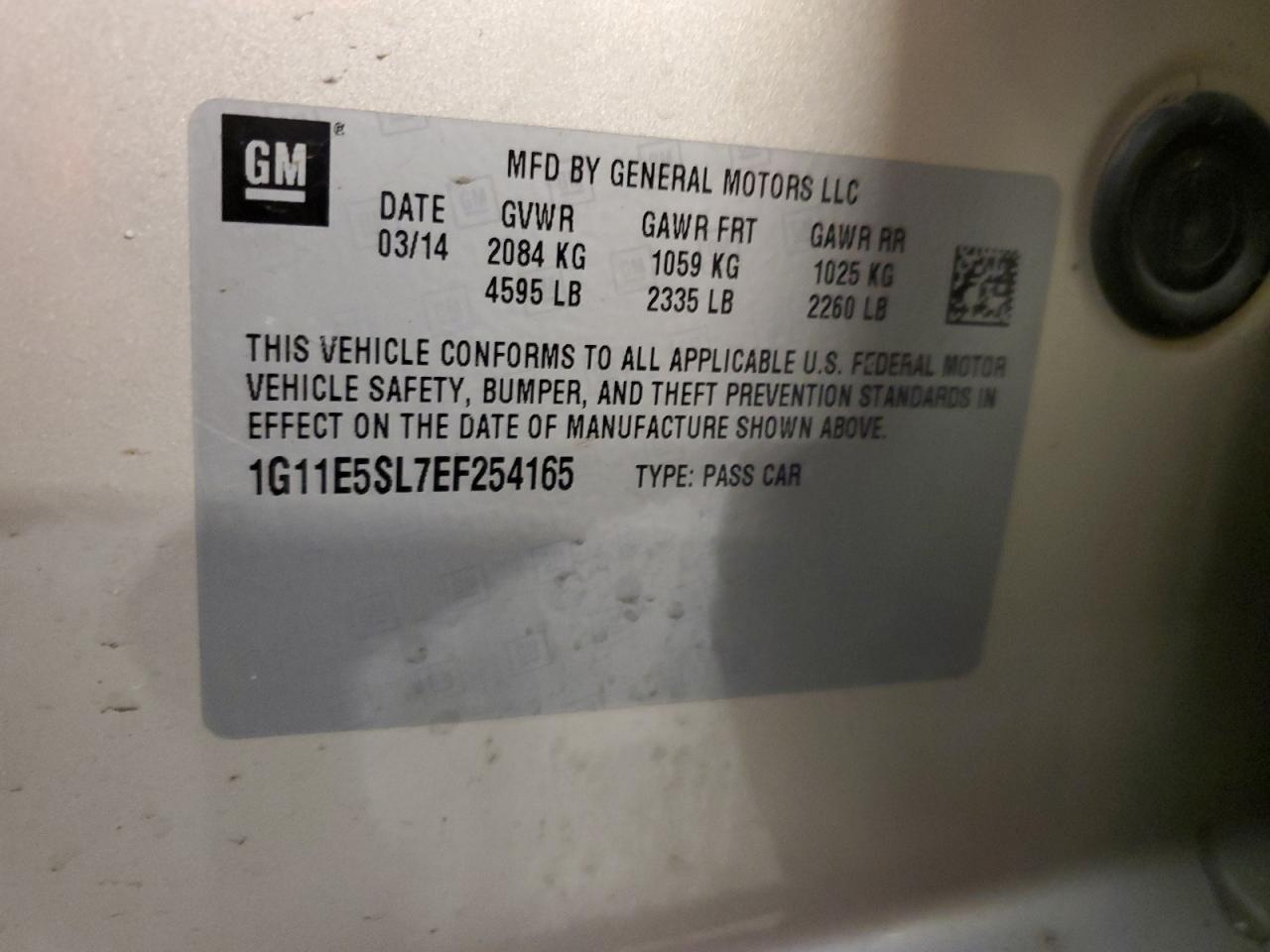 1G11E5SL7EF254165 2014 Chevrolet Malibu 2Lt