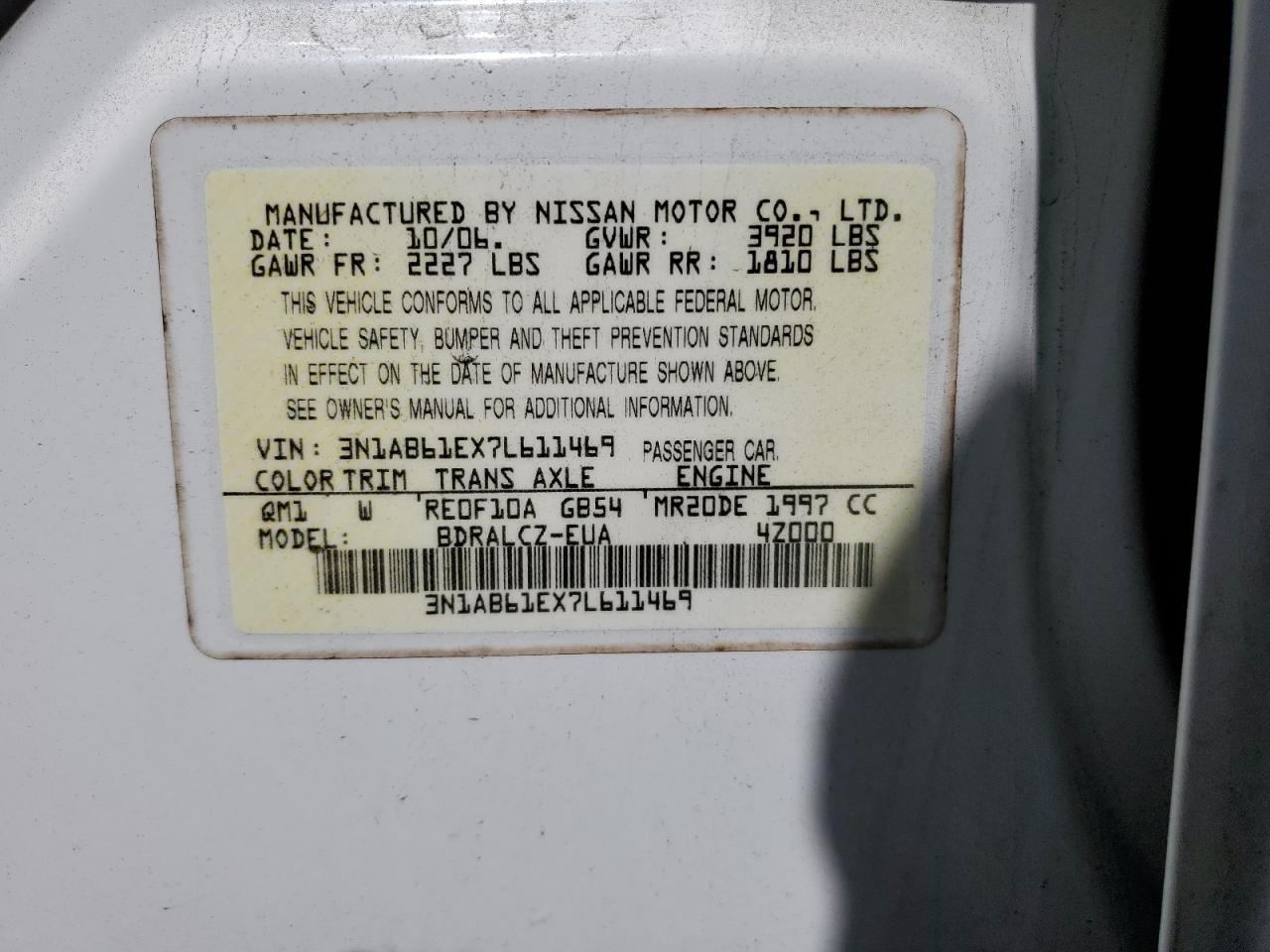 3N1AB61EX7L611469 2007 Nissan Sentra 2.0