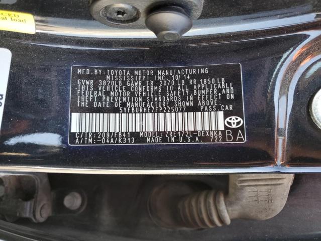 2015 Toyota Corolla L VIN: 5YFBURHE7FP225077 Lot: 52114294