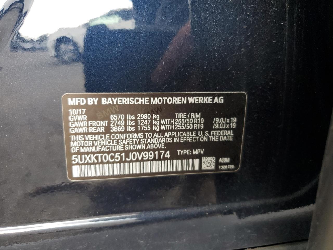 5UXKT0C51J0V99174 2018 BMW X5 Xdr40E