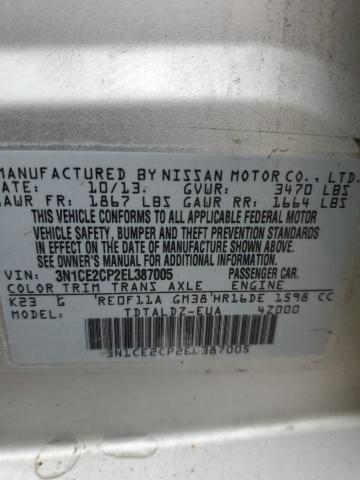 3N1CE2CP2EL387005 2014 Nissan Versa Note S