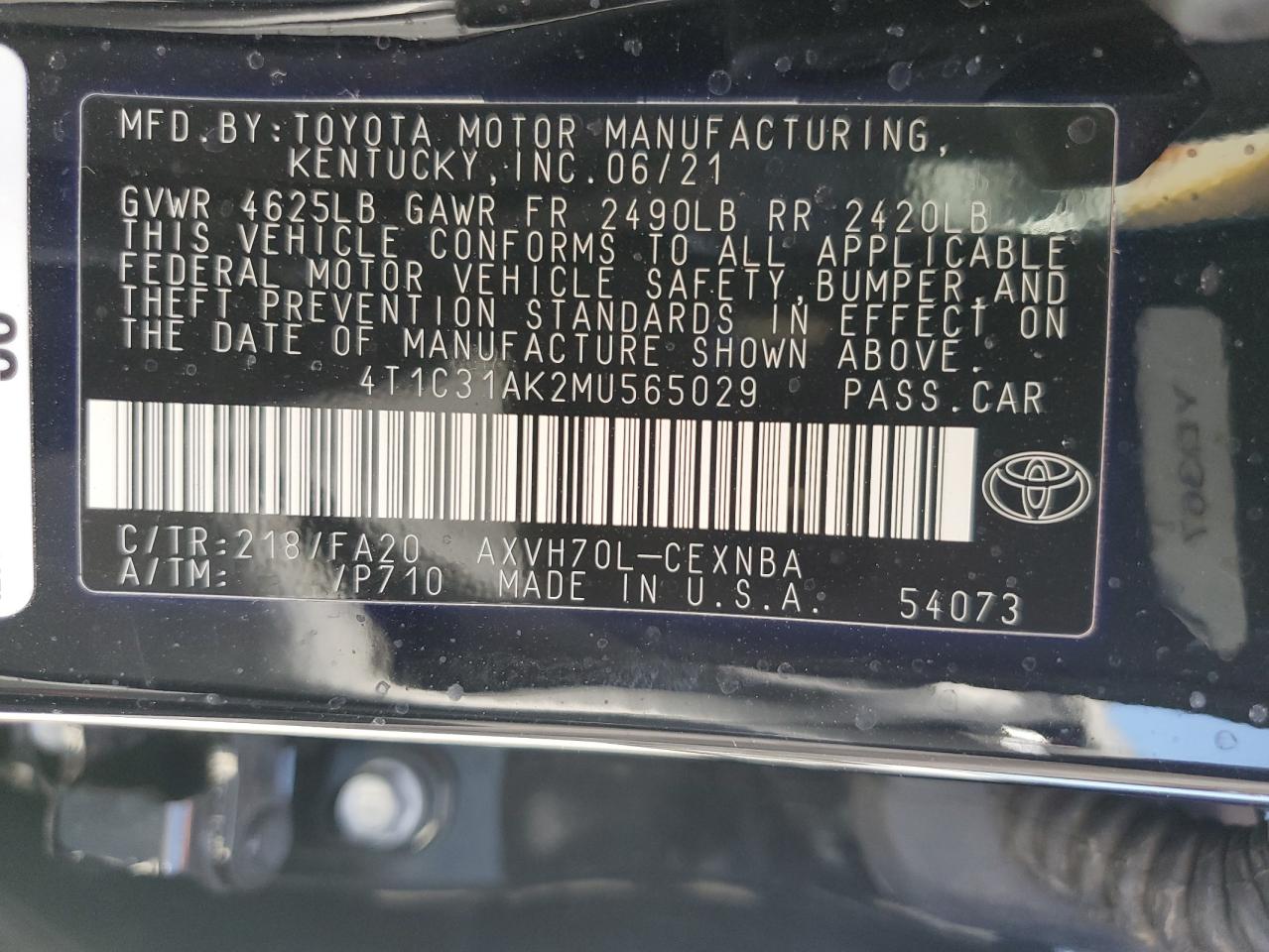 4T1C31AK2MU565029 2021 Toyota Camry Le