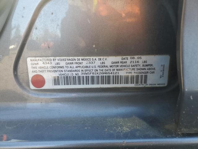 2006 Volkswagen Jetta 2.5 Option Package 1 VIN: 3VWSF81K26M654121 Lot: 51254144