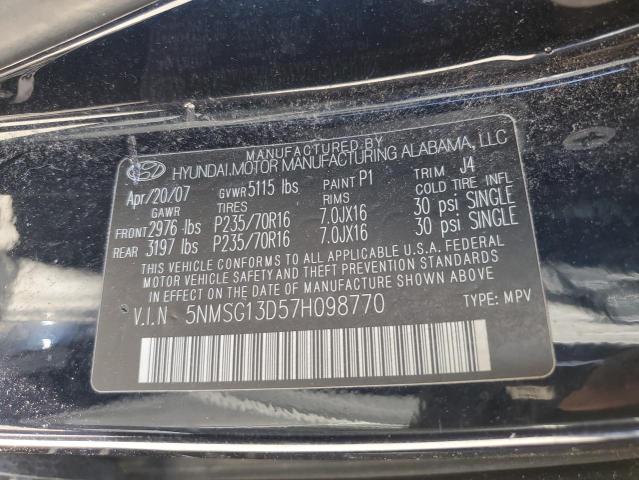 2007 Hyundai Santa Fe Gls VIN: 5NMSG13D57H098770 Lot: 52042684