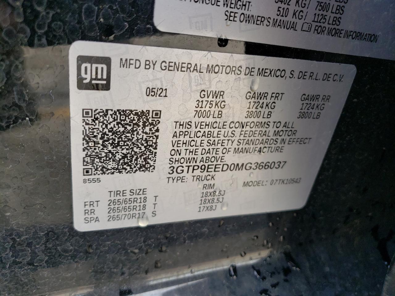 3GTP9EED0MG366037 2021 GMC Sierra K1500 At4