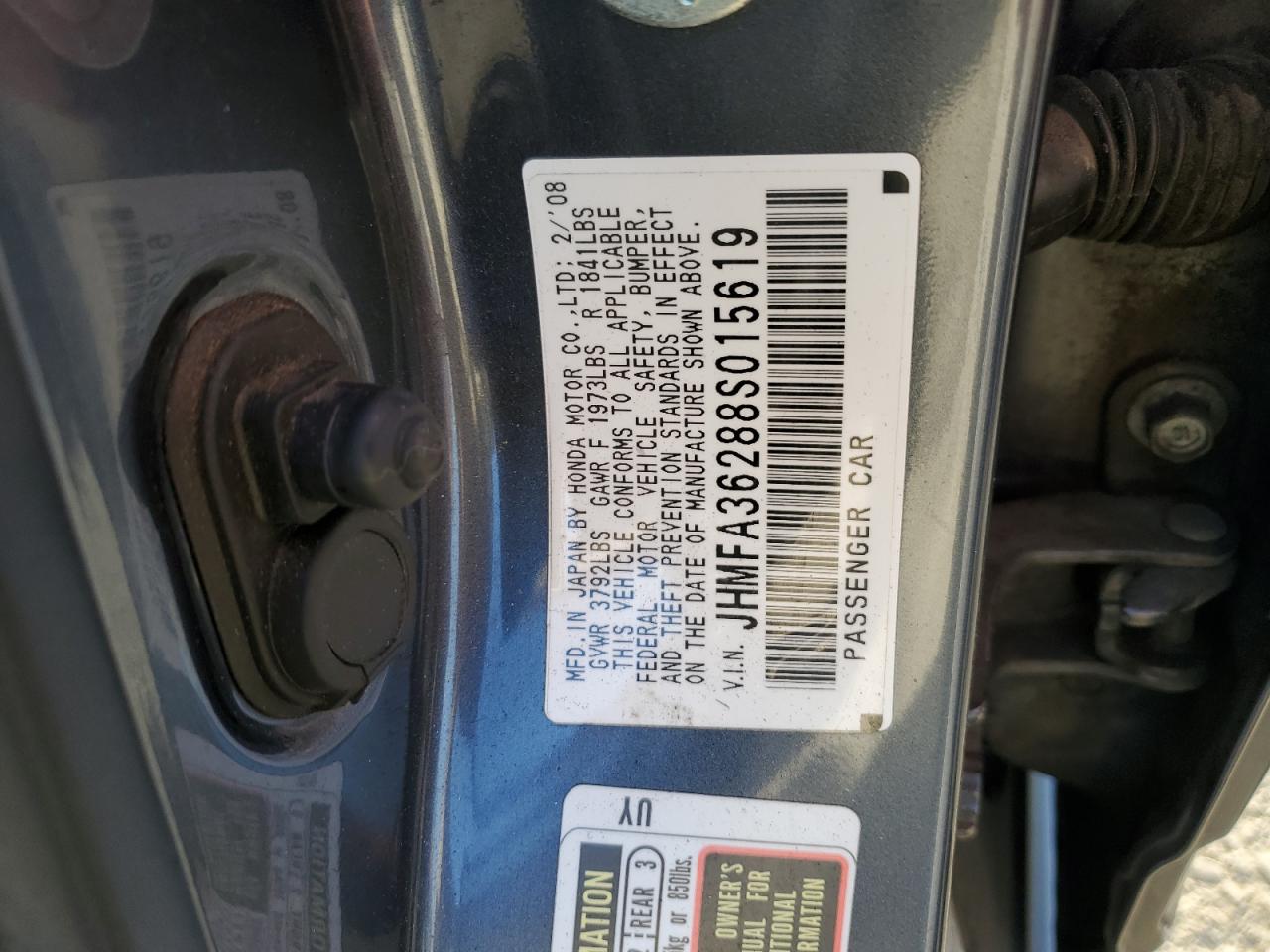 JHMFA36288S015619 2008 Honda Civic Hybrid