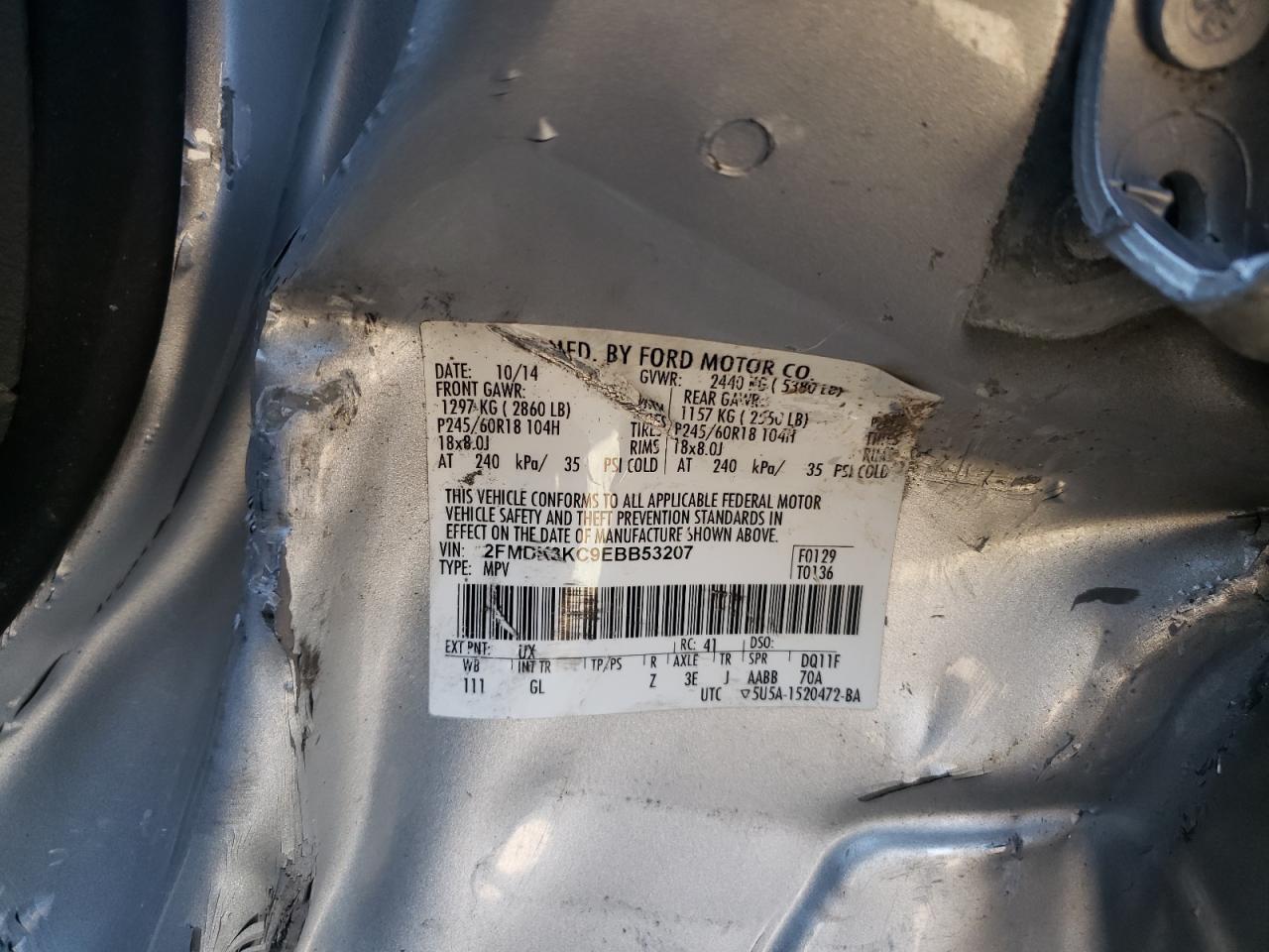 2FMDK3KC9EBB53207 2014 Ford Edge Limited