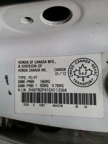 2012 Honda Civic Lx VIN: 2HGFB2F41CH113564 Lot: 47062394